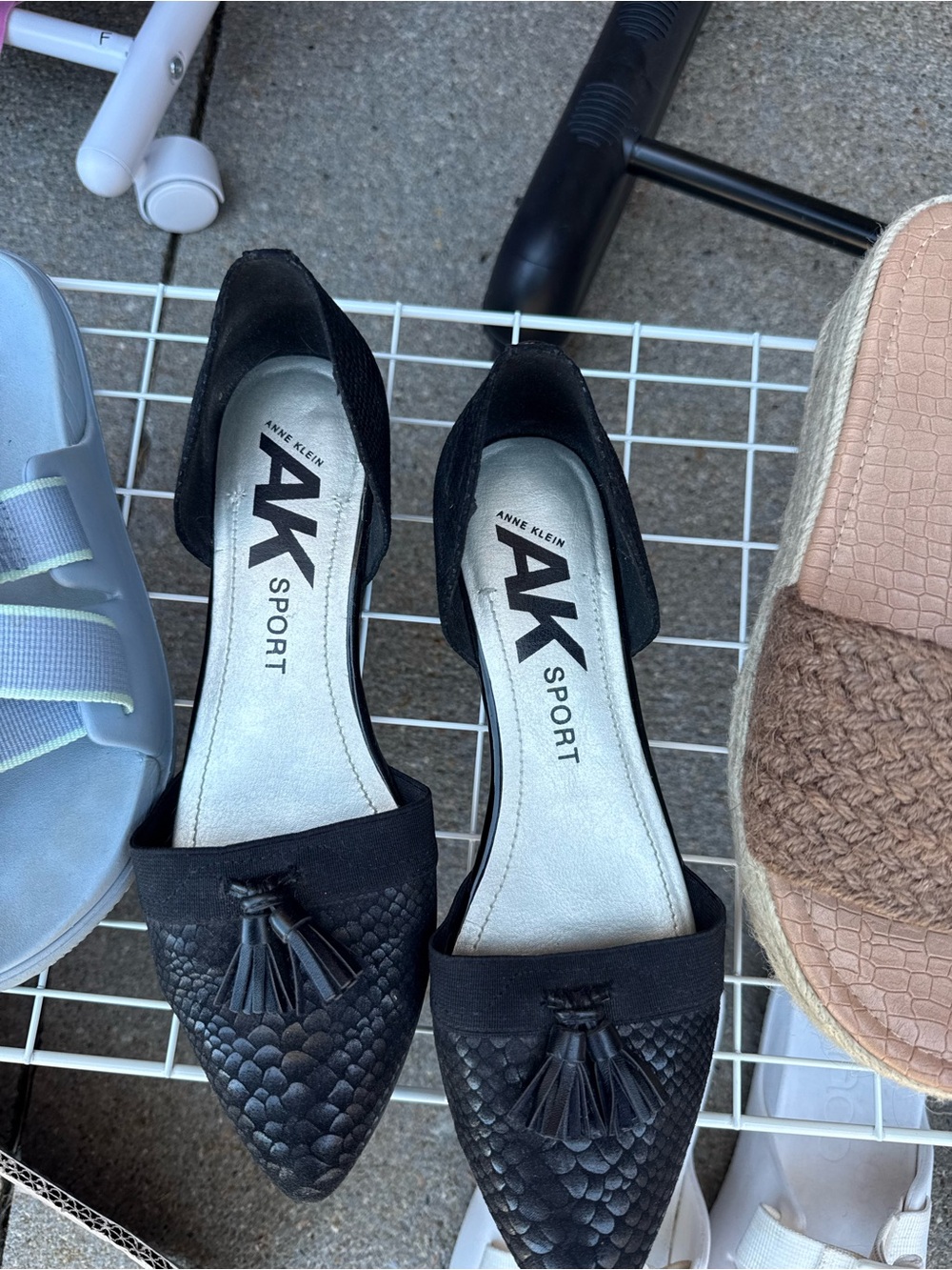 Anne Klein Sport Black Pointed Tassel Flats